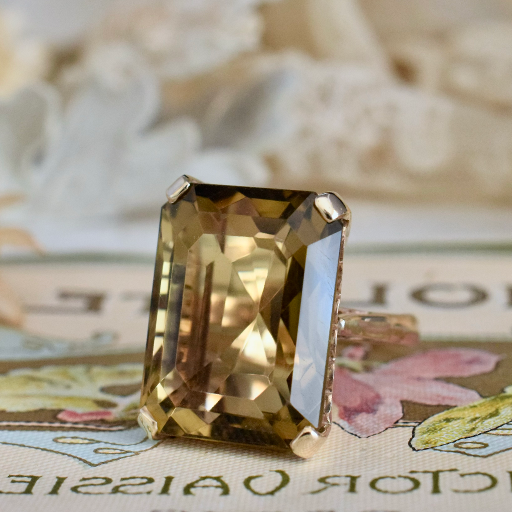 Vintage 9ct Rose Gold Citrine Cocktail Ring Circa 1970’s