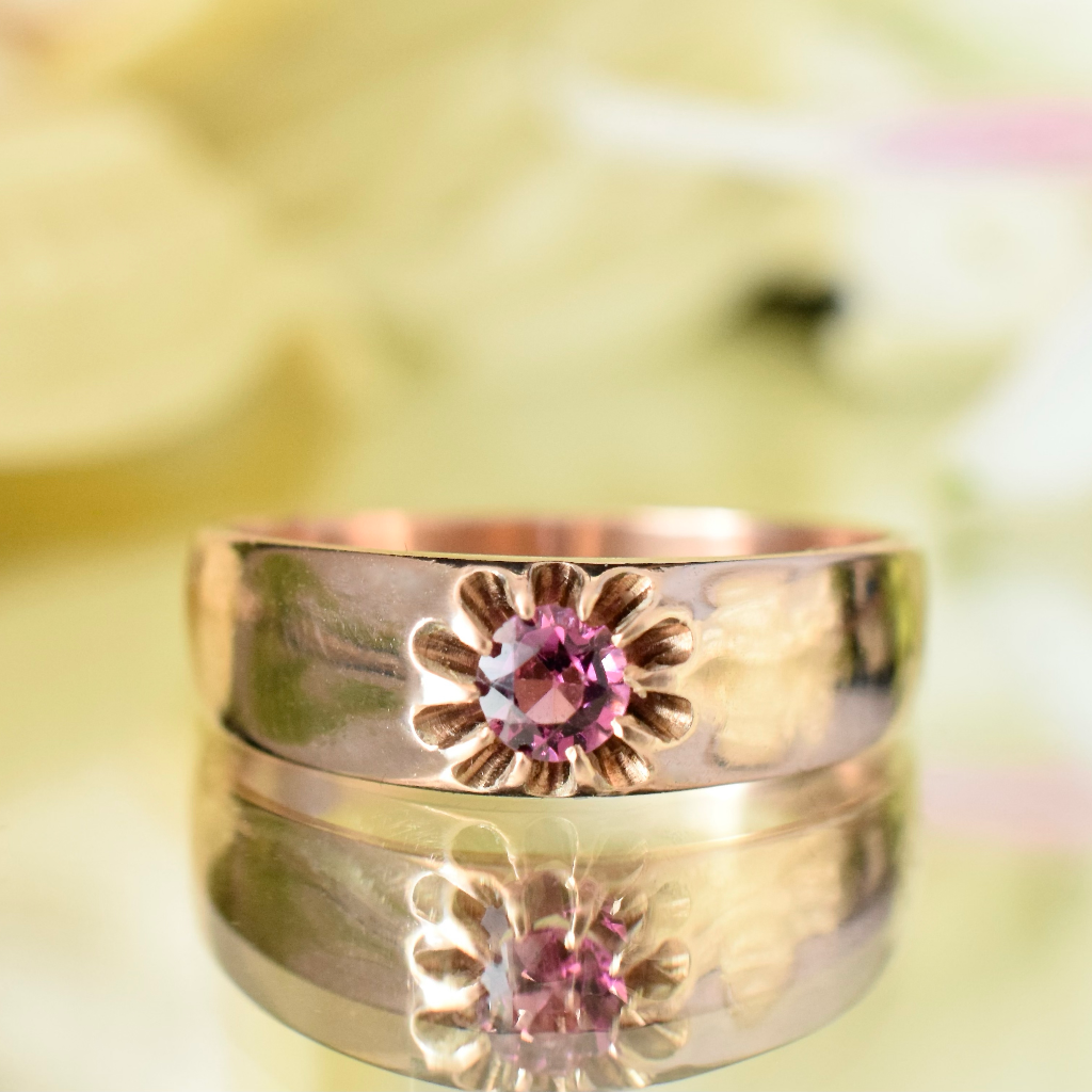 Vintage 9ct Rose Gold And Garnet Ring