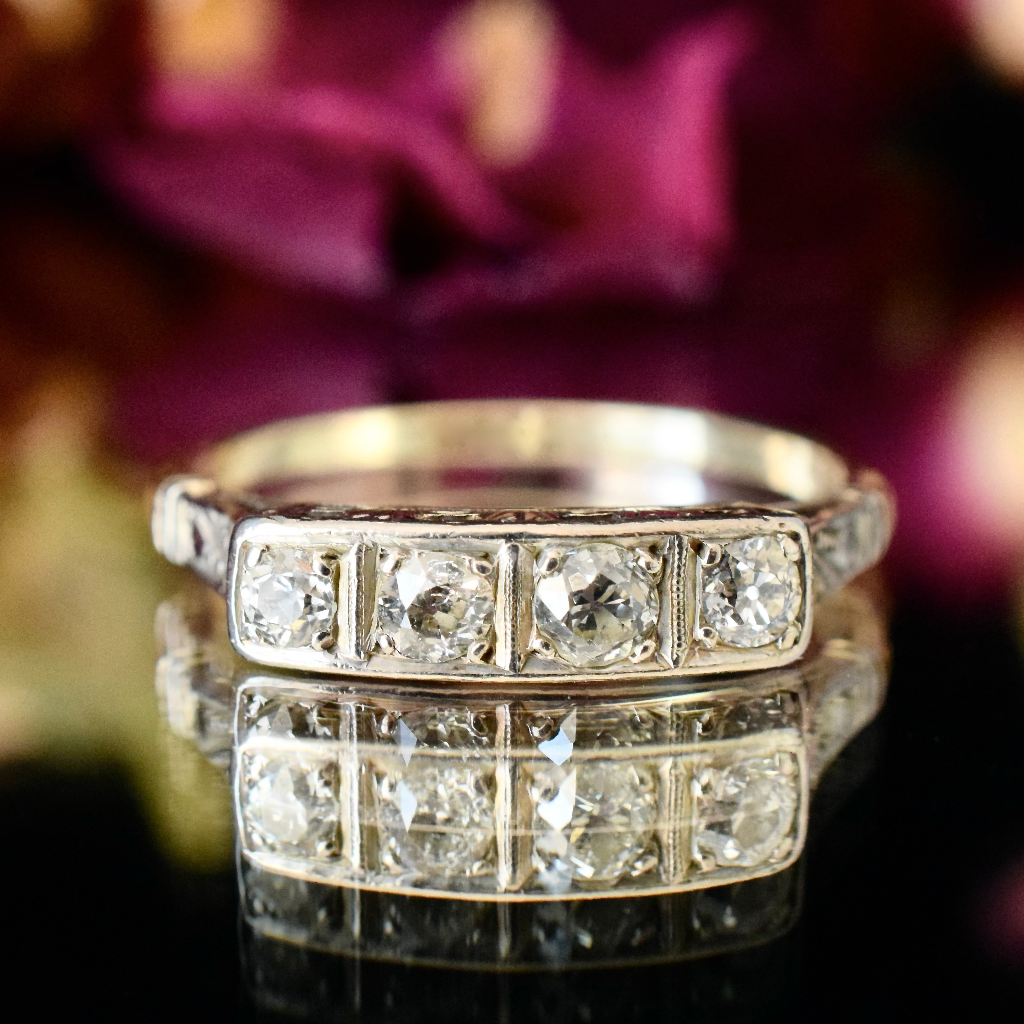 Vintage 9ct Yellow Gold Old European Cut Diamond Ring