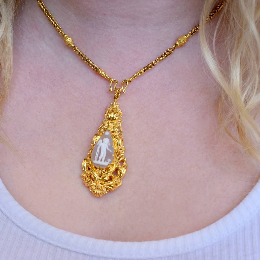 Antique Mid-Victorian 21ct Yellow Gold And Cameo Pendant Circa 1860
