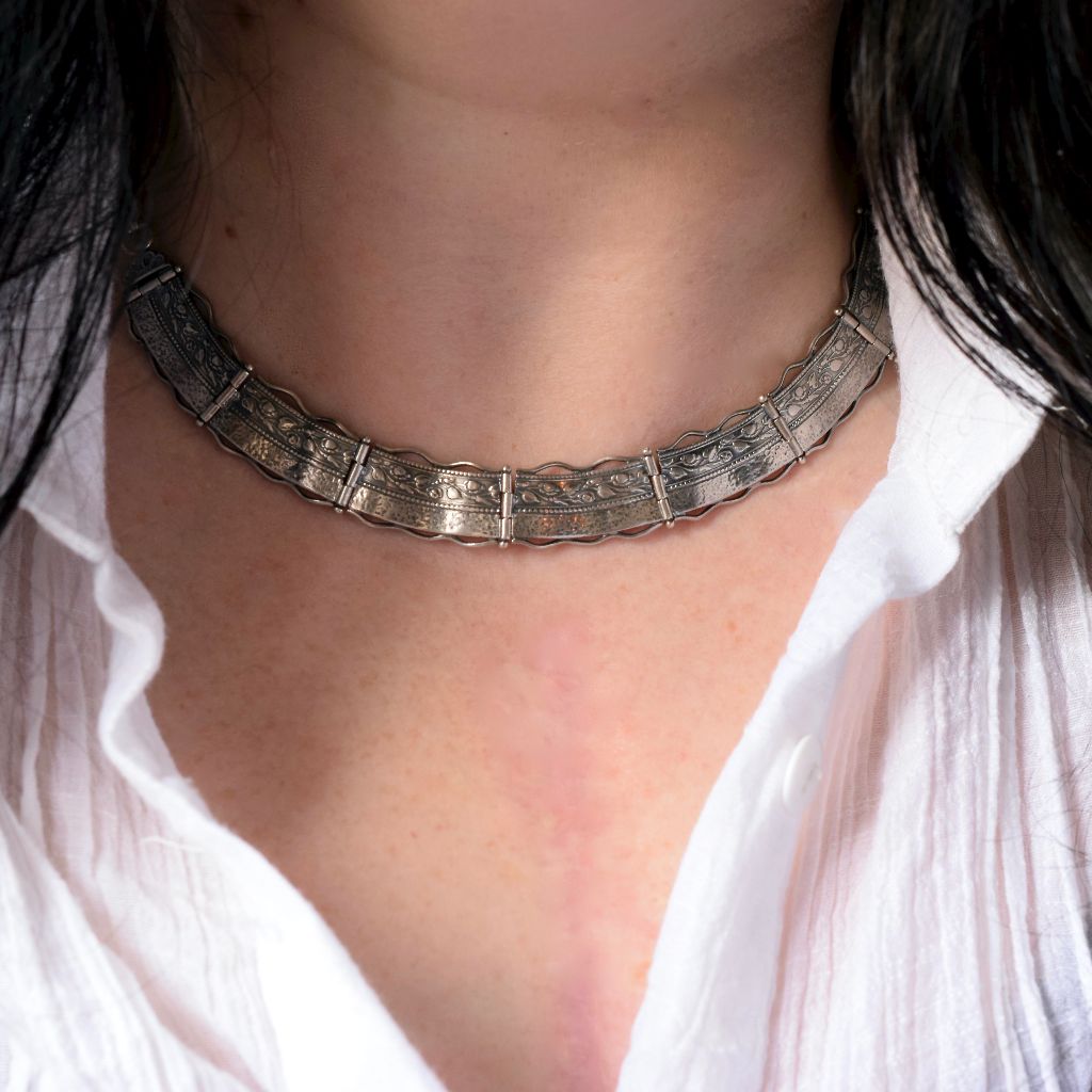 Vintage Sterling Silver Collar Style Necklace Made In Israel