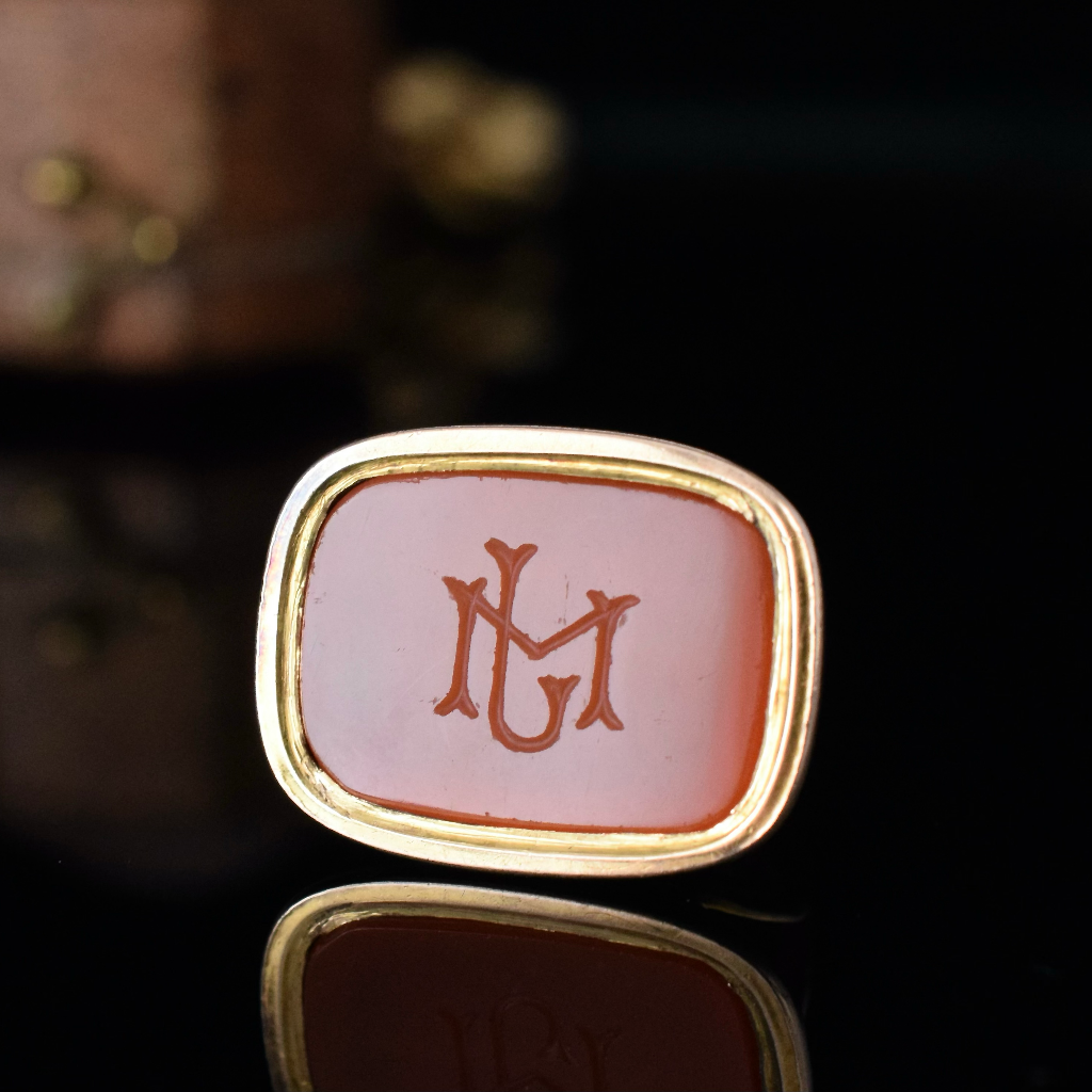 Antique Victorian Rose ‘Gold Cased’ And Carnelian Fob Seal Pendant Circa 1880’s