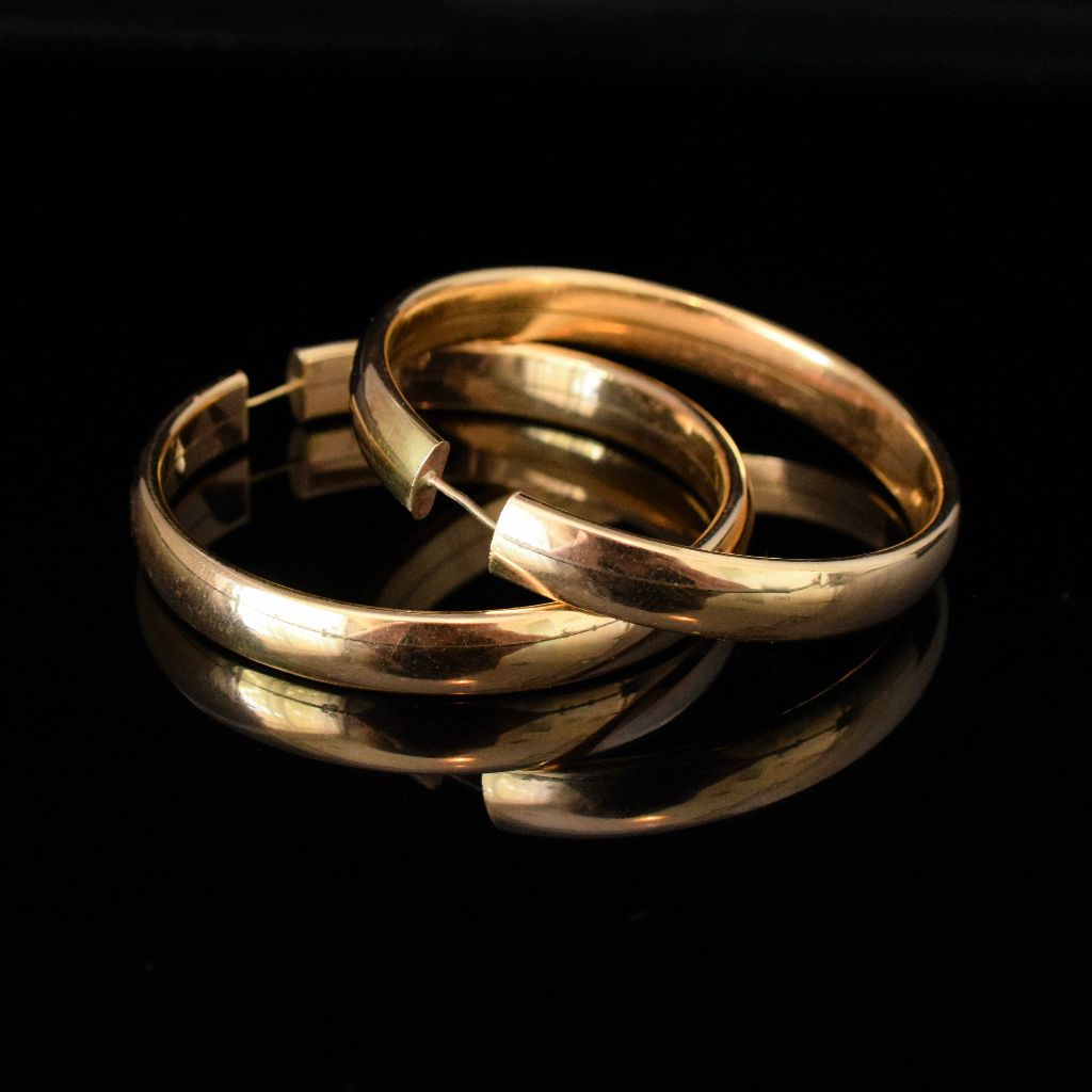 Modern 14ct Yellow Gold Hollow Large 5.5cm Hoop Earrings