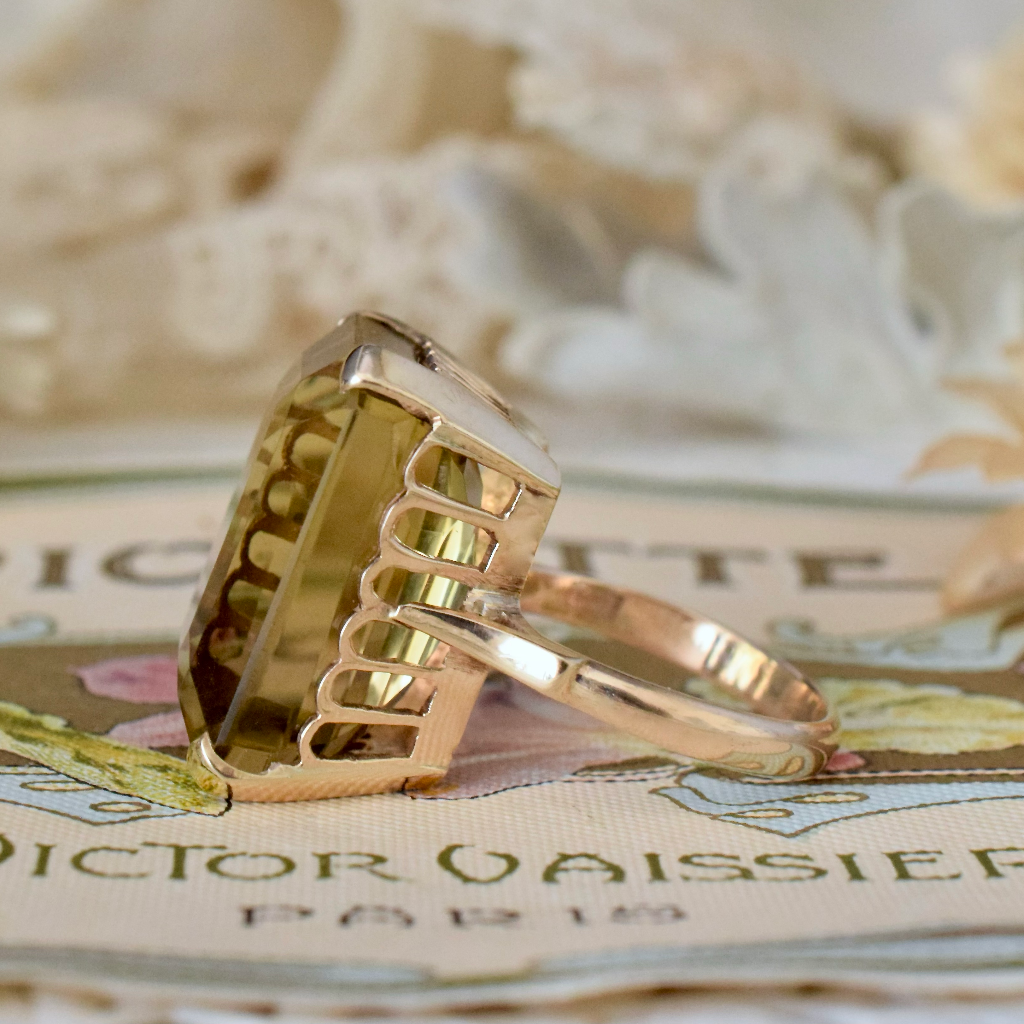 Vintage 9ct Rose Gold Citrine Cocktail Ring Circa 1970’s