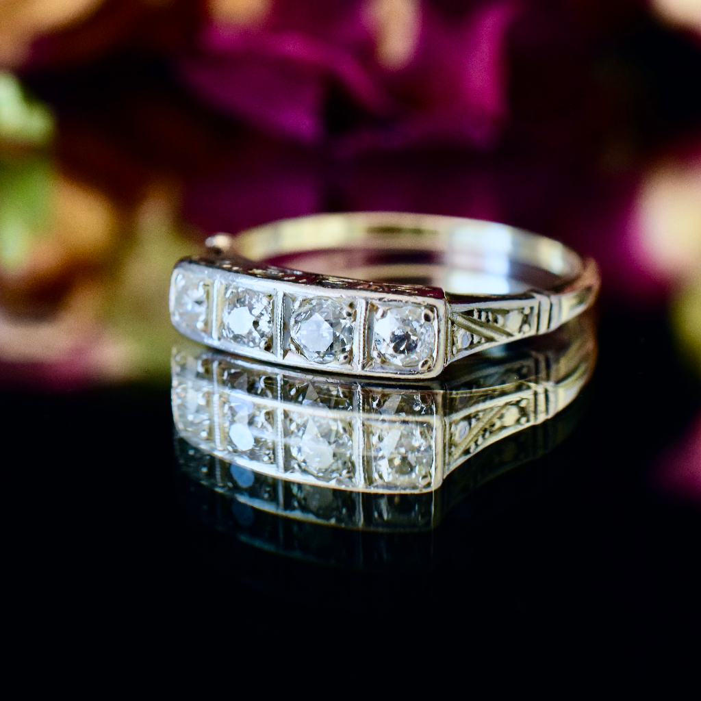 Vintage 9ct Yellow Gold Old European Cut Diamond Ring