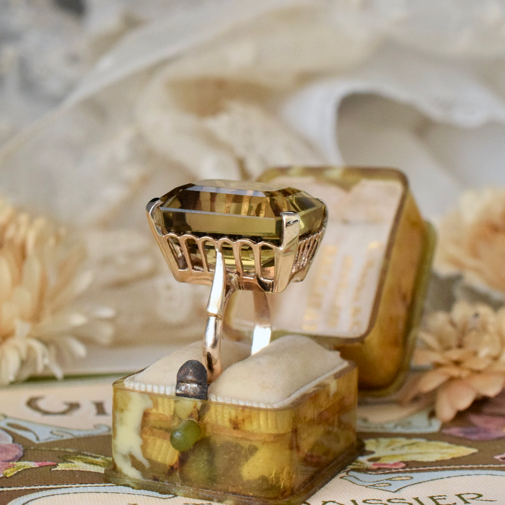 Vintage 9ct Rose Gold Citrine Cocktail Ring Circa 1970’s