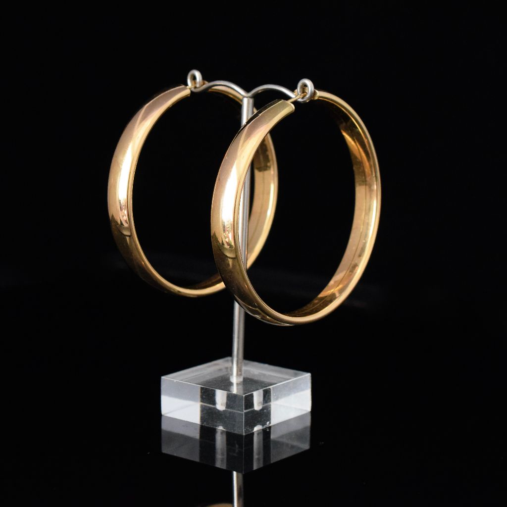 Modern 14ct Yellow Gold Hollow Large 5.5cm Hoop Earrings