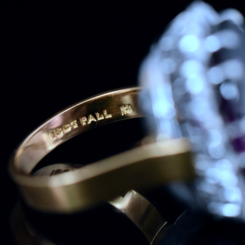 Modern 18ct Yellow Gold, Palladium Amethyst And Diamond Ring Independent Valuation Included In Purchase For $5750.00 AUD