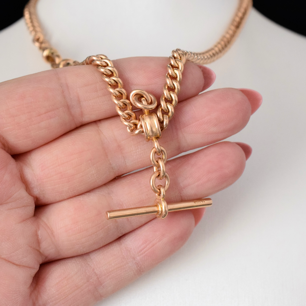 Antique Australian 15ct Yellow Gold Double Albert Watch Chain Necklace By George J. Jackson (1895-1931)
