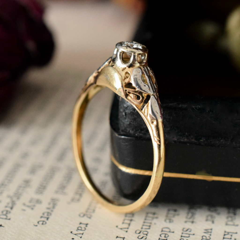 Art Deco 18ct Yellow Gold And Platinum Diamond Engagement Ring Circa 1935