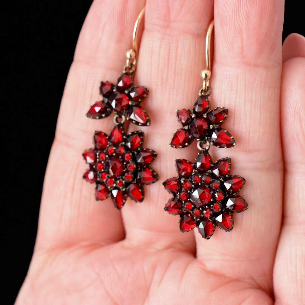 Antique Victorian Bohemian Garnet Earrings