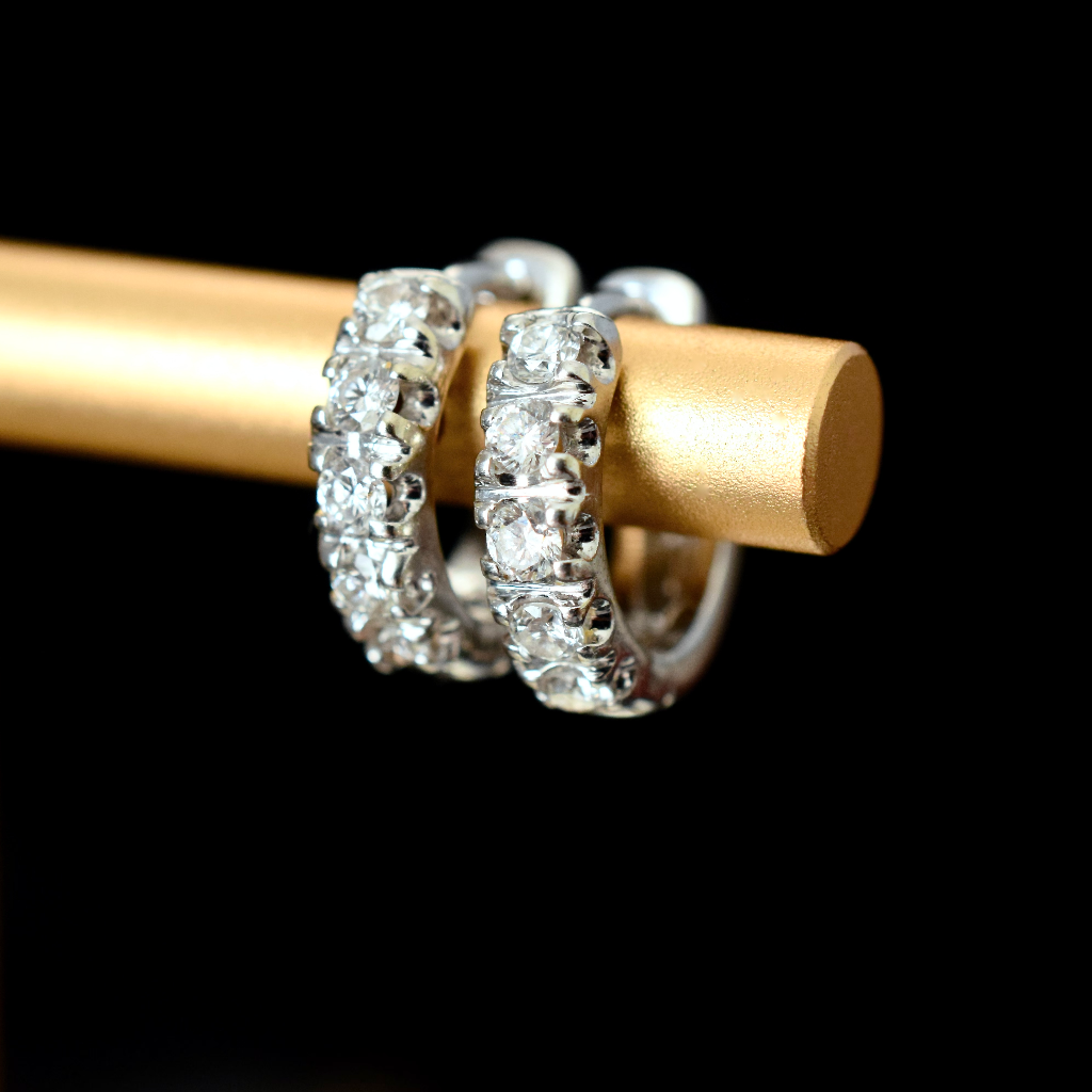 Modern 18ct White Gold ‘Huggie’ Diamond Earrings Independent Insurance Valuation Included For $3,500 AUD