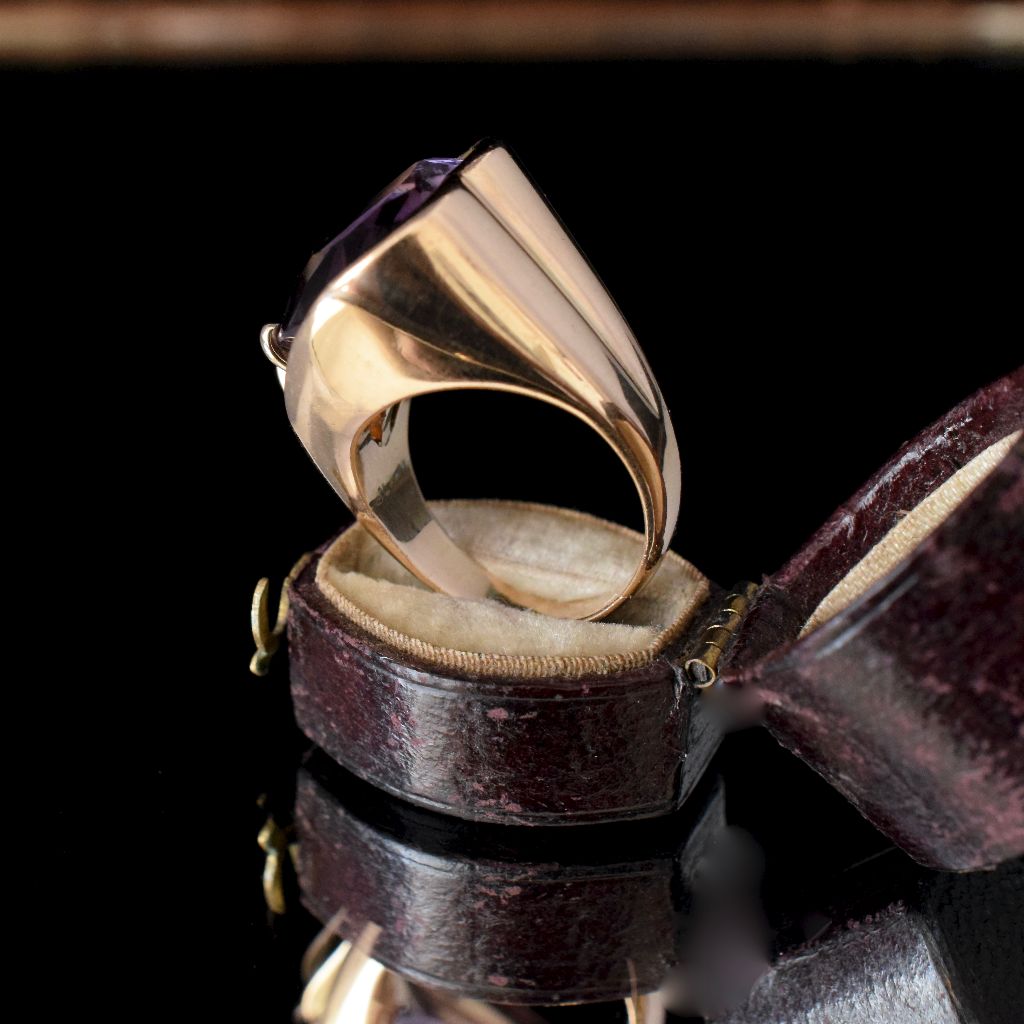 Vintage 14ct Gold Carved Amethyst Heart Ring 17.4 Grams