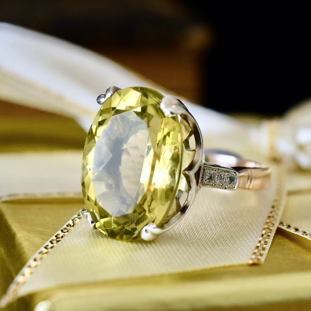 Modern 9ct Rose And White Gold Prasiolite And Diamond Ring Independent Insurance Valuation Included For $5,000 AUD