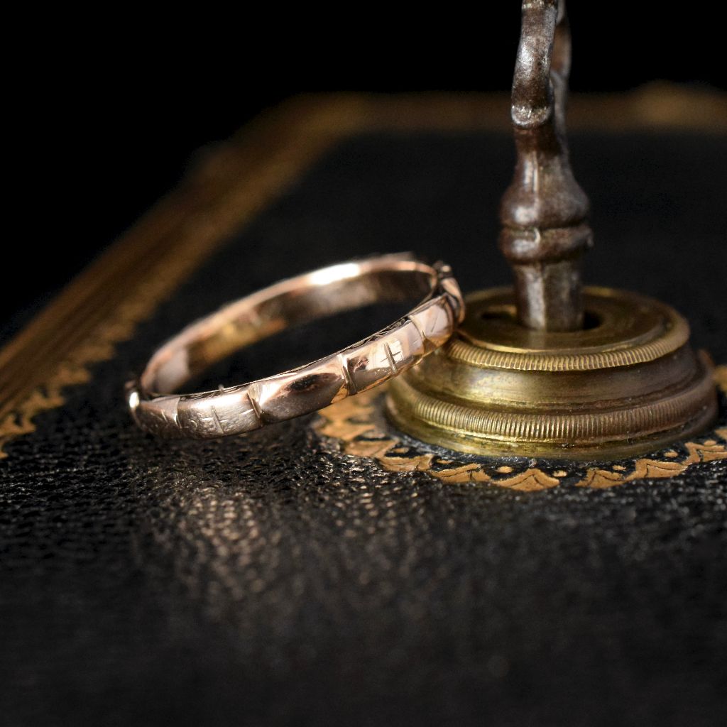 Mid-Century 9ct Rose Gold Ornate Wedding Band