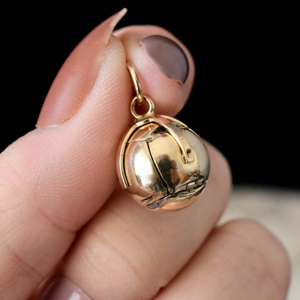 Vintage British Masonic Orb Pendant 9ct Yellow Gold and Silver - Main Image