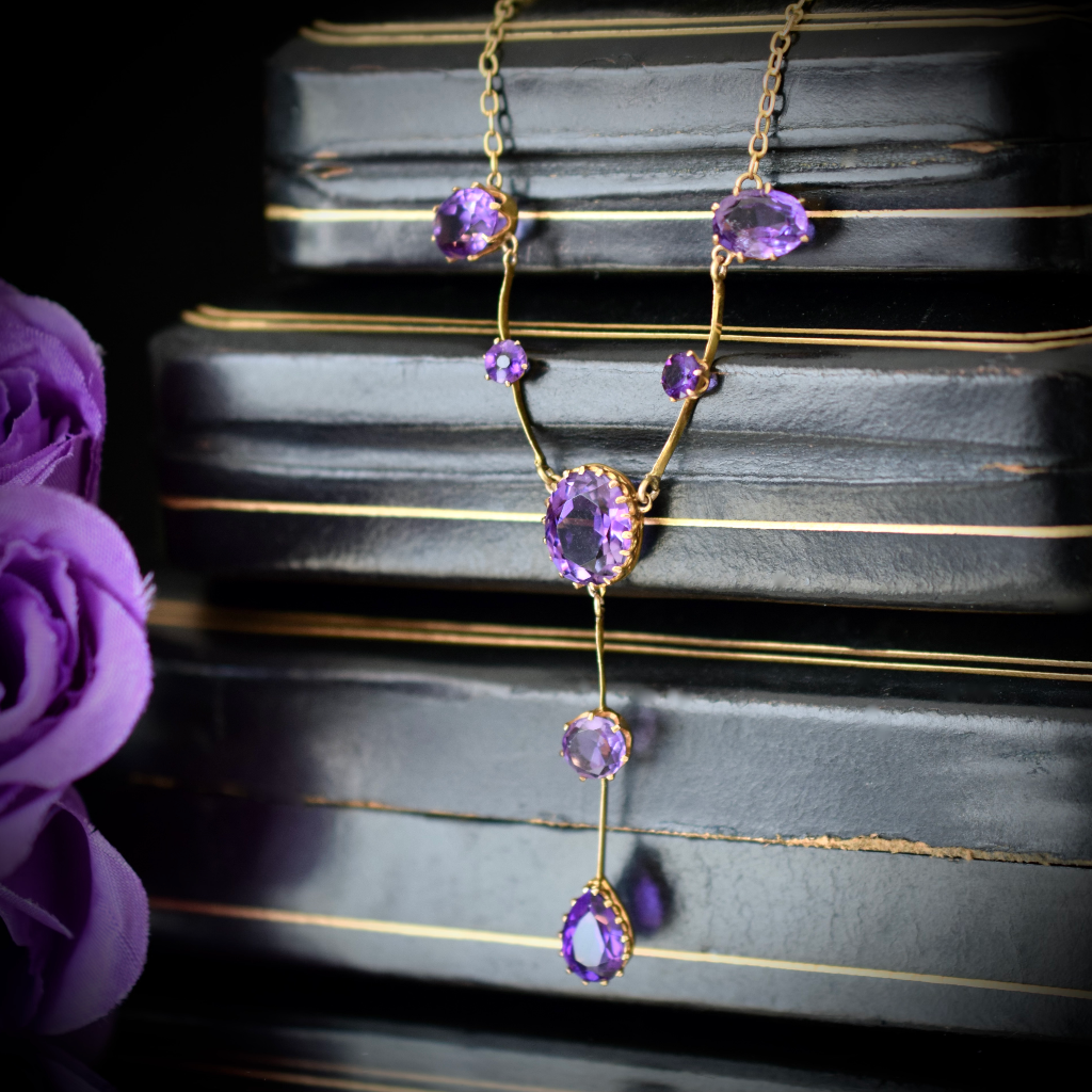 Antique Australian 9ct Rose Gold Amethyst Lavaliere Circa 1910 By Willis and Sons