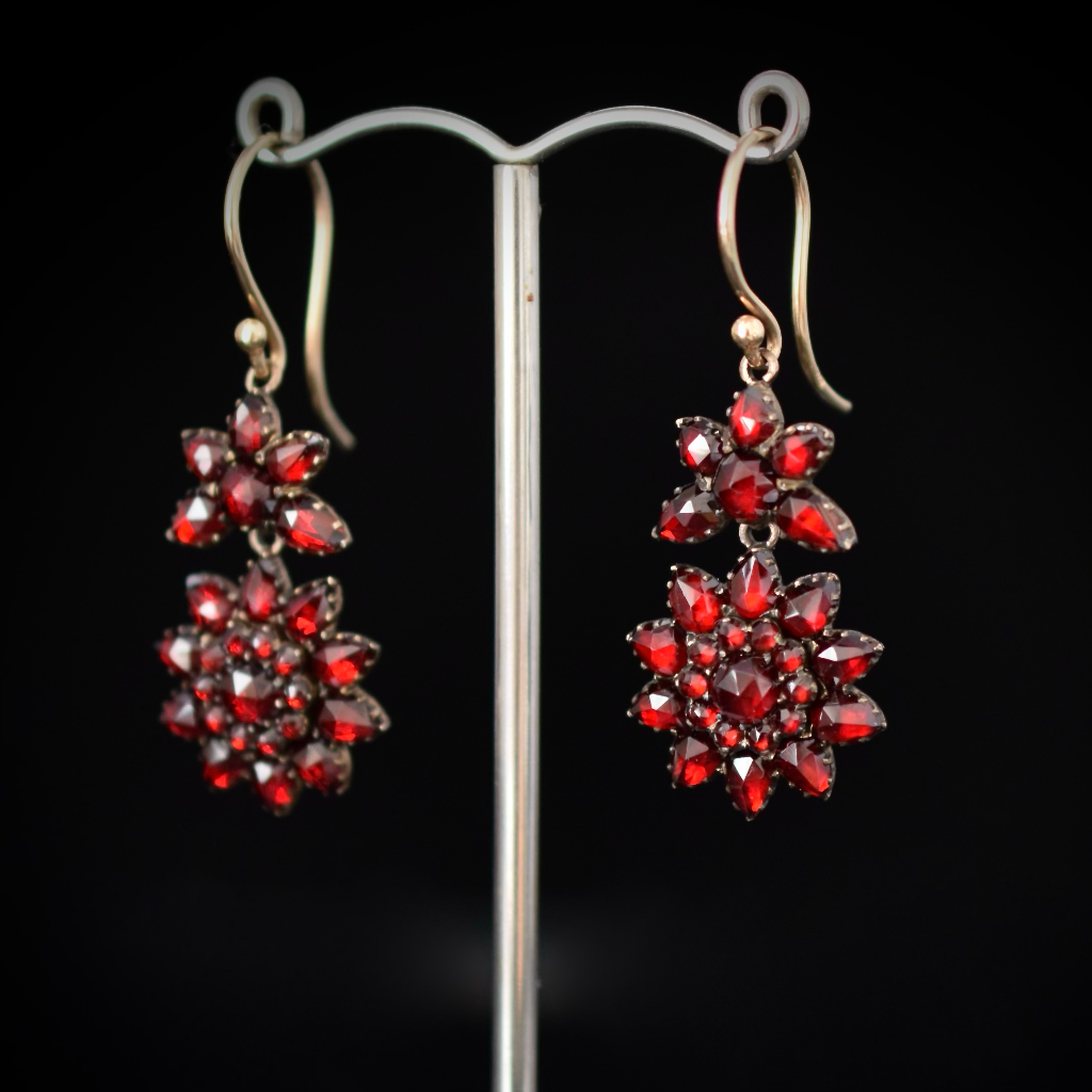Antique Victorian Bohemian Garnet Earrings