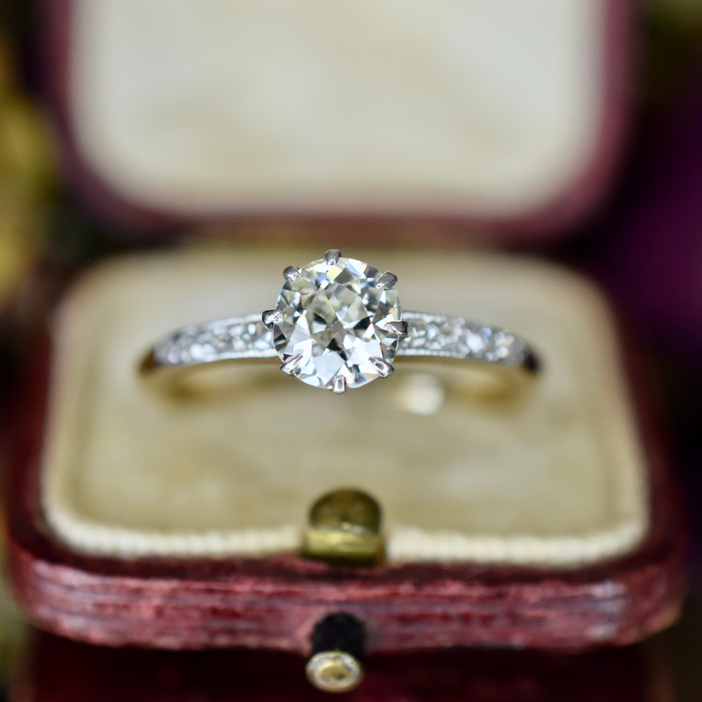 Vintage Art Deco Era 18ct Yellow Gold 1.05ct Solitaire Diamond Ring Independent Valuation $10,000 AUD
