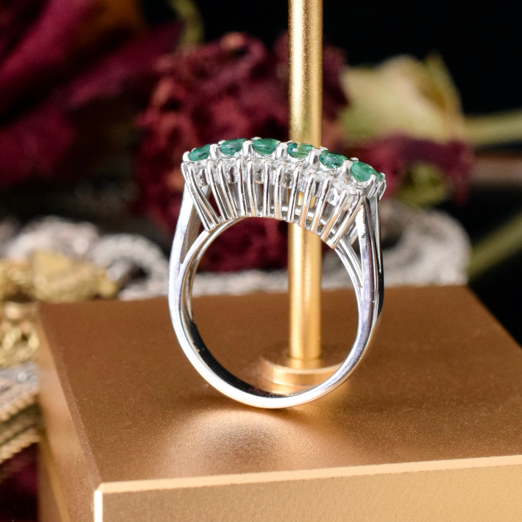 Modern 18ct White Gold Emerald And Diamond Ring Independent Valuation Included In Purchase For $4,500 AUD