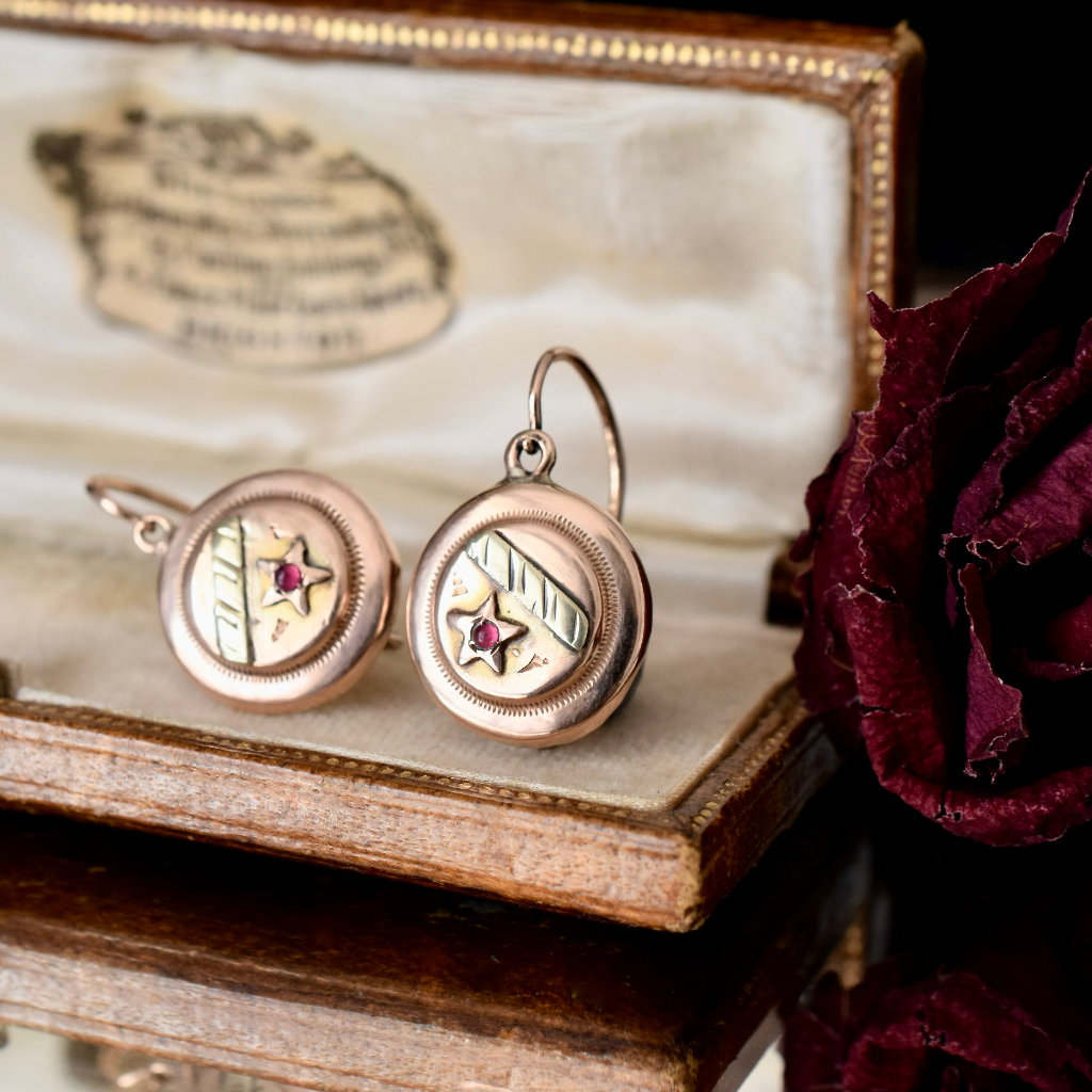 Vintage 14ct Rose Gold ‘Dormeuse’ Lever Back Earrings