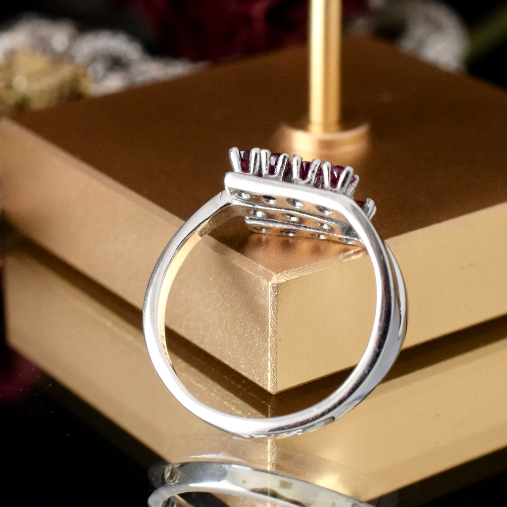 Modern 14ct White Gold Ruby And Diamond Ring Independent Valuation Included In Purchase For $3,000 AUD