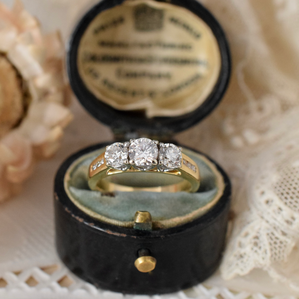 Modern 18ct Yellow Gold Diamond Trilogy Ring 0.96ct (Independent Valuation Included In Purchase For - $5,375)