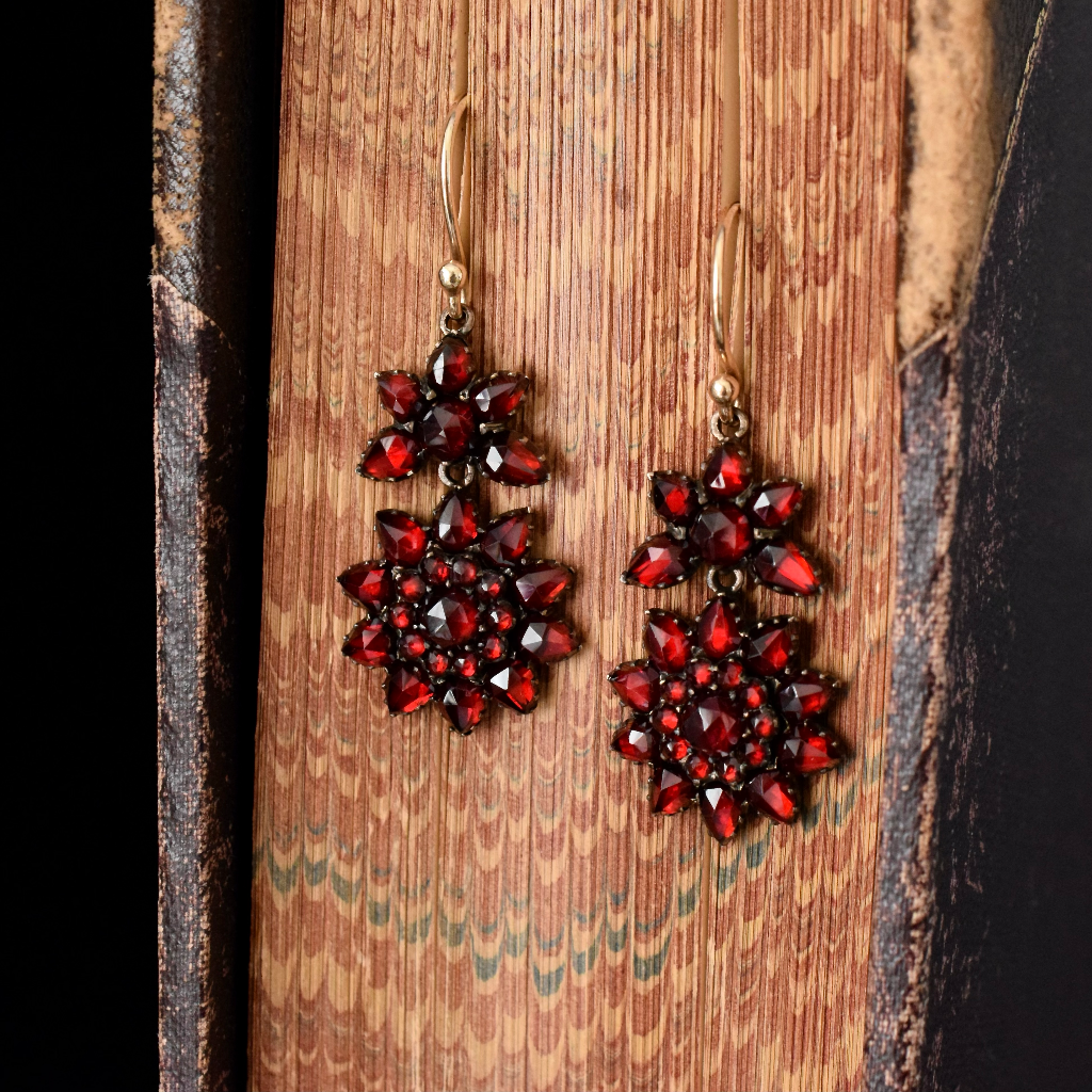 Antique Victorian Bohemian Garnet Earrings