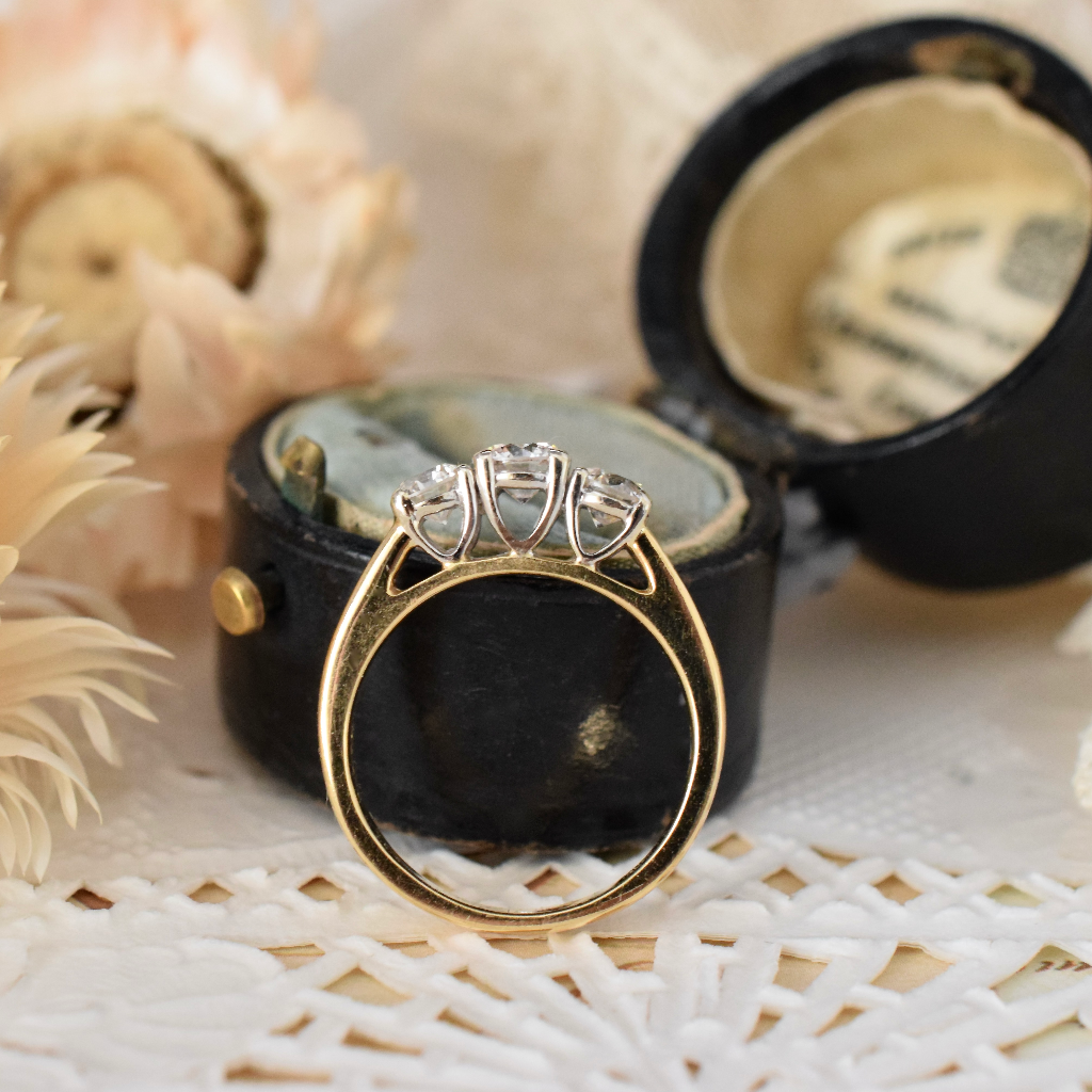 Modern 18ct Yellow Gold Diamond Trilogy Ring 0.96ct (Independent Valuation Included In Purchase For - $5,375)