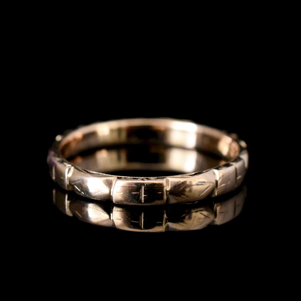 Mid-Century 9ct Rose Gold Ornate Wedding Band