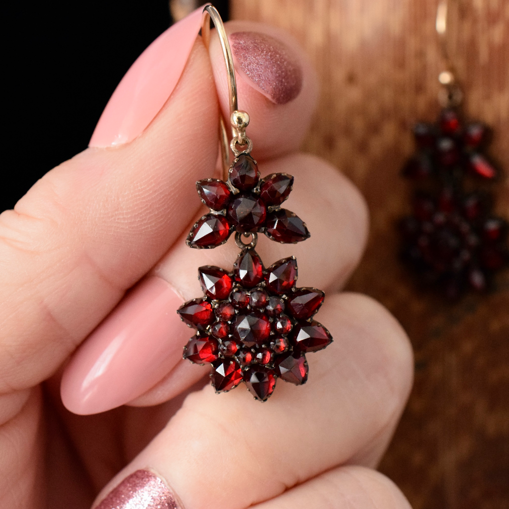Antique Victorian Bohemian Garnet Earrings