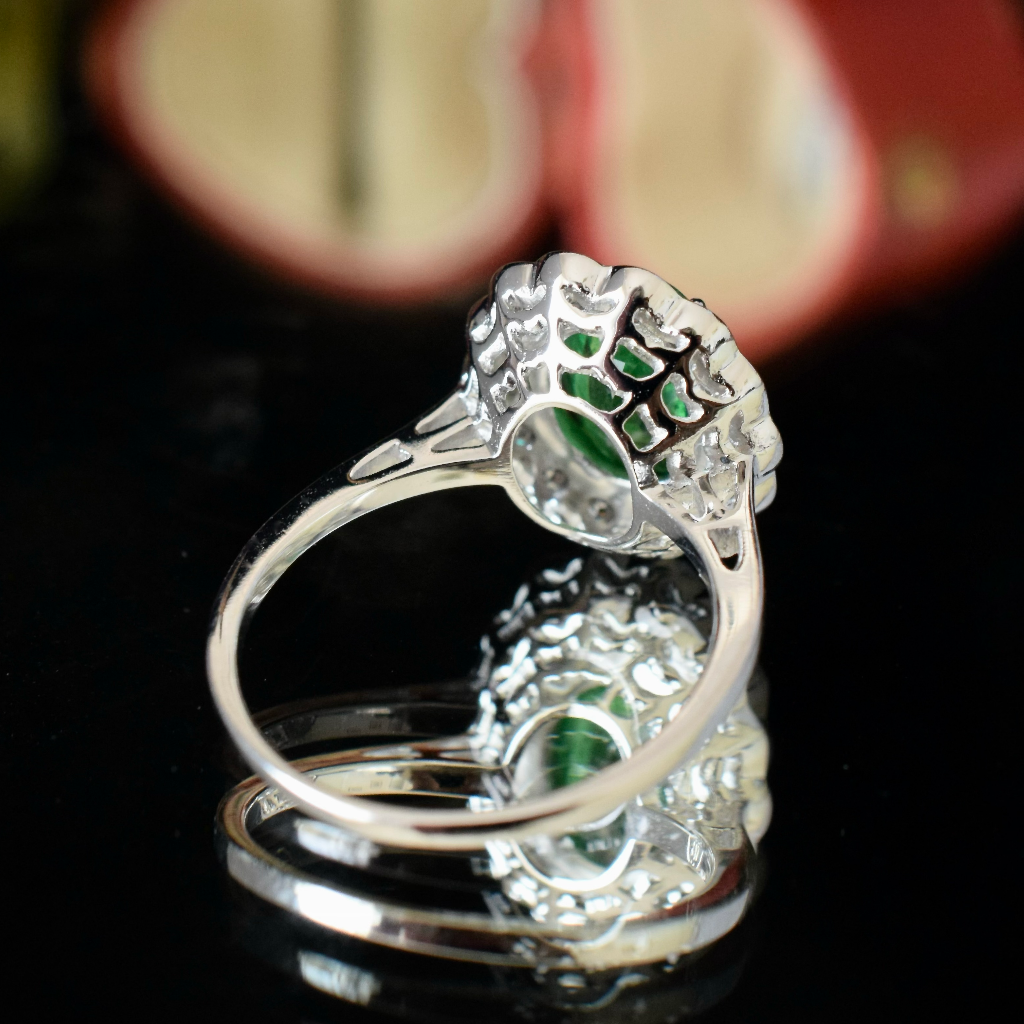 Modern 18ct White Gold Tsavorite Garnet And Diamond Ring Independent Insurance Valuation Included For $9,000 AUD