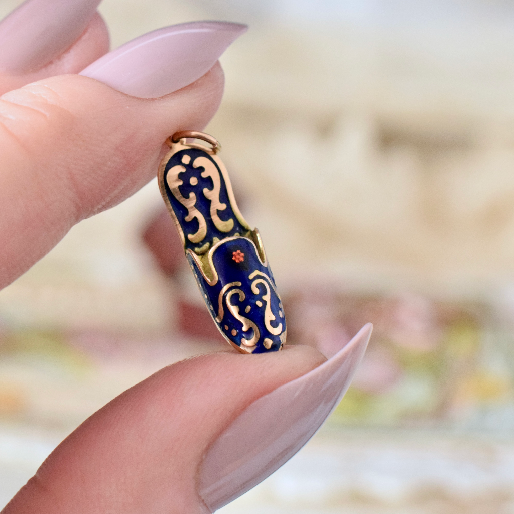 Vintage Enamel and 14ct Rose Gold ‘Slipper’ Charm/Pendant