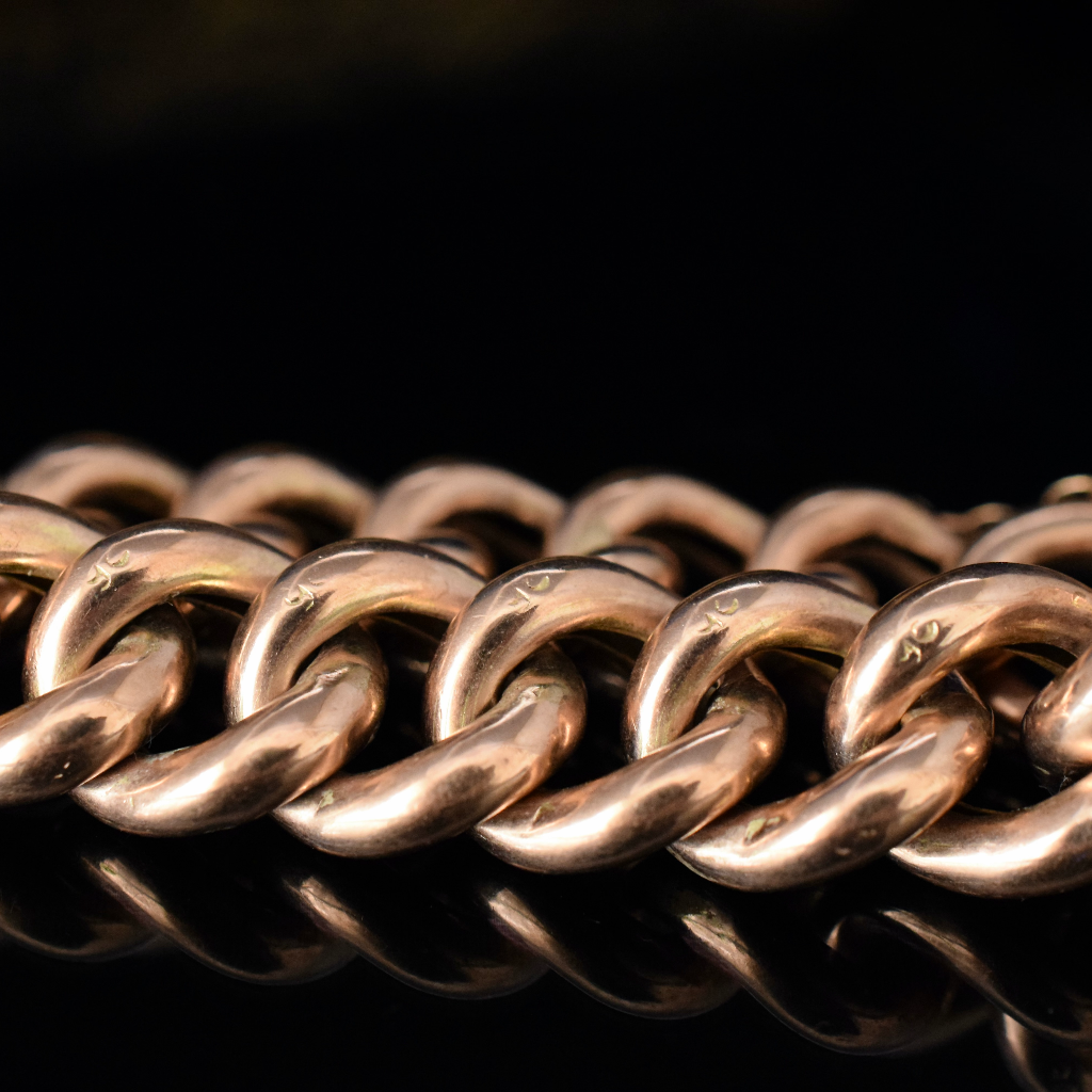 Antique 9ct Rose Gold Curblink Padlock Bracelet Circa 1915
