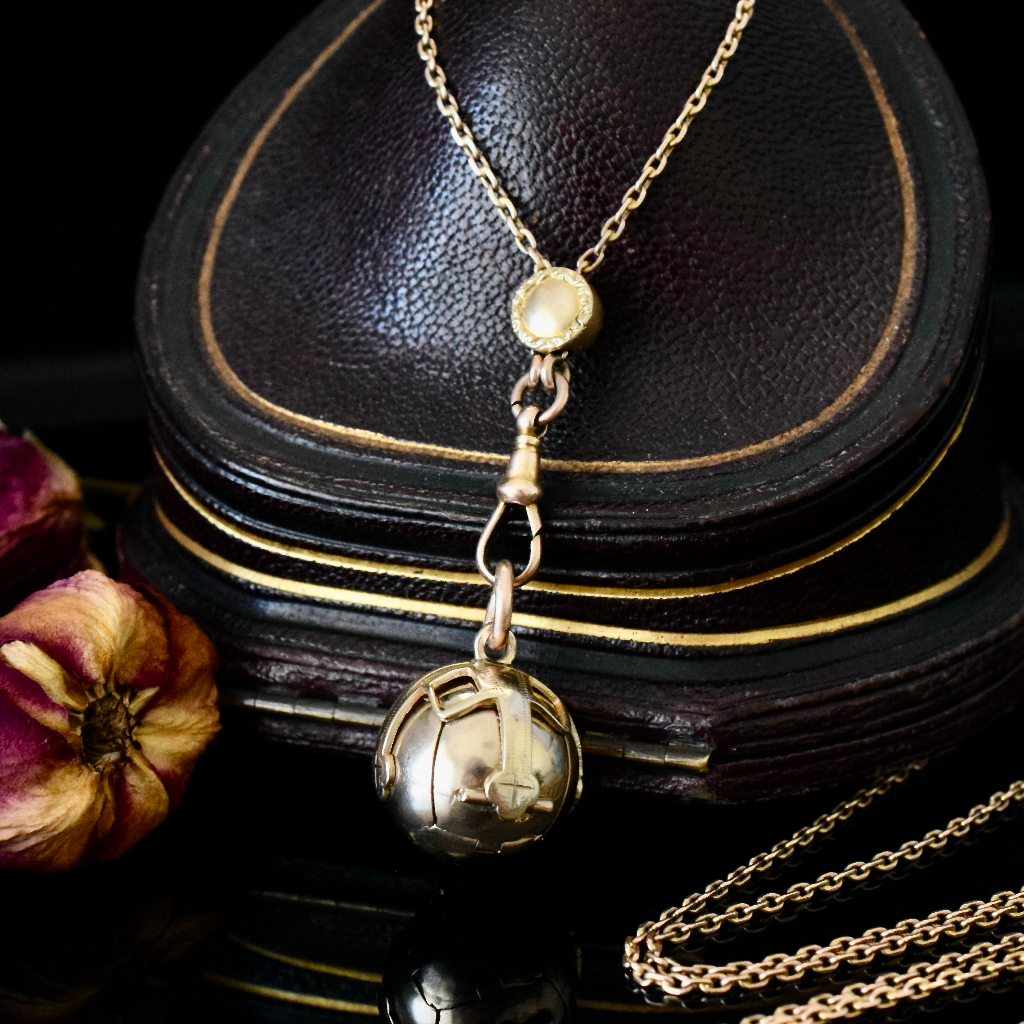 Antique British Masonic Orb Pendant 9ct Yellow Gold and Silver 12.9 Grams