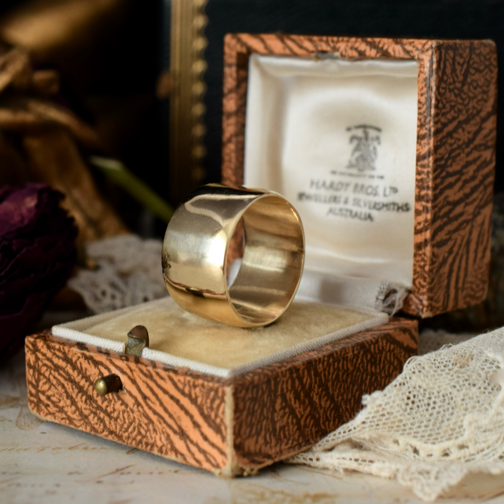 Modern 9ct Yellow Gold Wide Cigar Band (1.2cm wide)