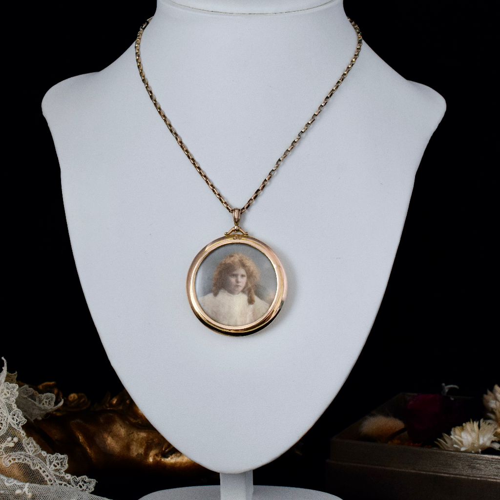 Antique Edwardian 9ct Rose Gold Double Sided Photo Locket Circa 1905