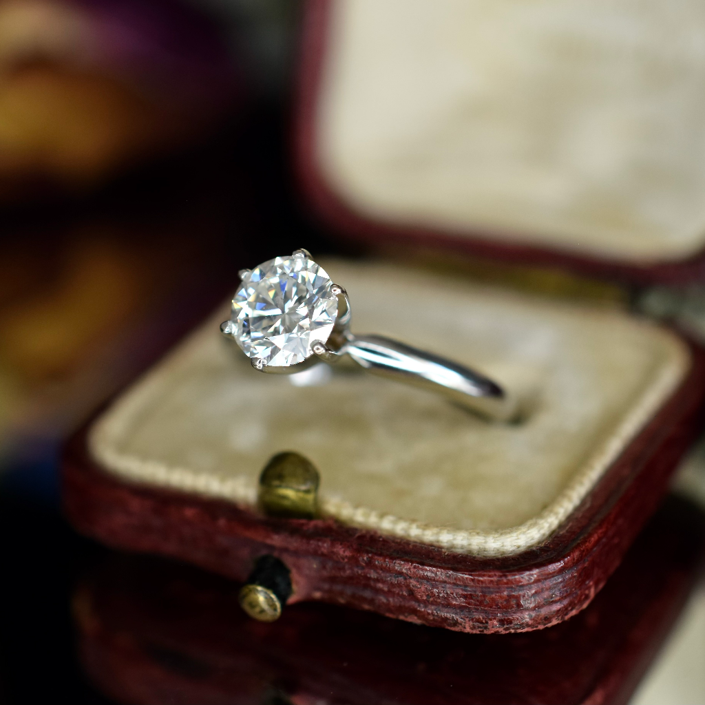 Modern 14ct White Gold Solitaire Diamond 0.90ct Ring Independent Valuation Included In Purchase For $7,500