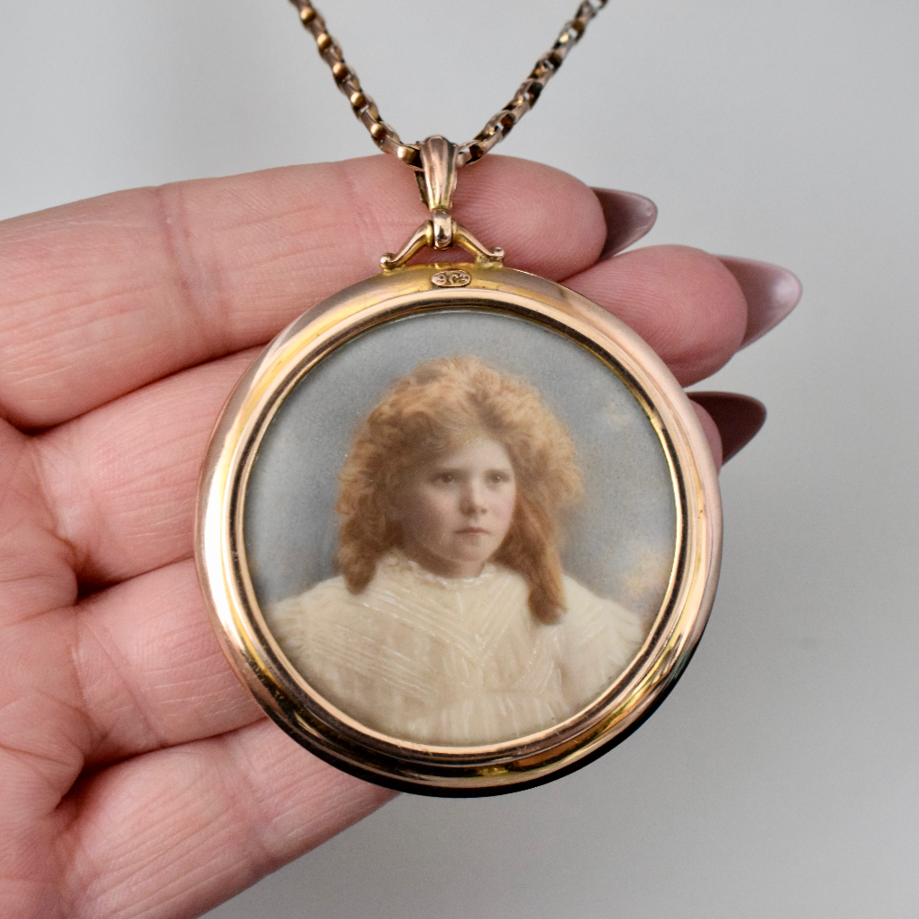 Antique Edwardian 9ct Rose Gold Double Sided Photo Locket Circa 1905