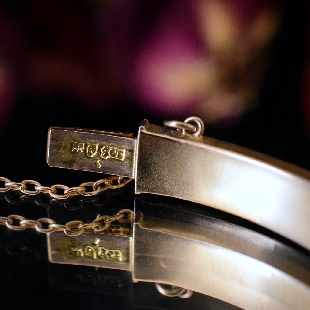 Antique Australian 9ct Rose Gold Garnet-Topped Doublet Bangle By Robert Rollason - 1888-1925