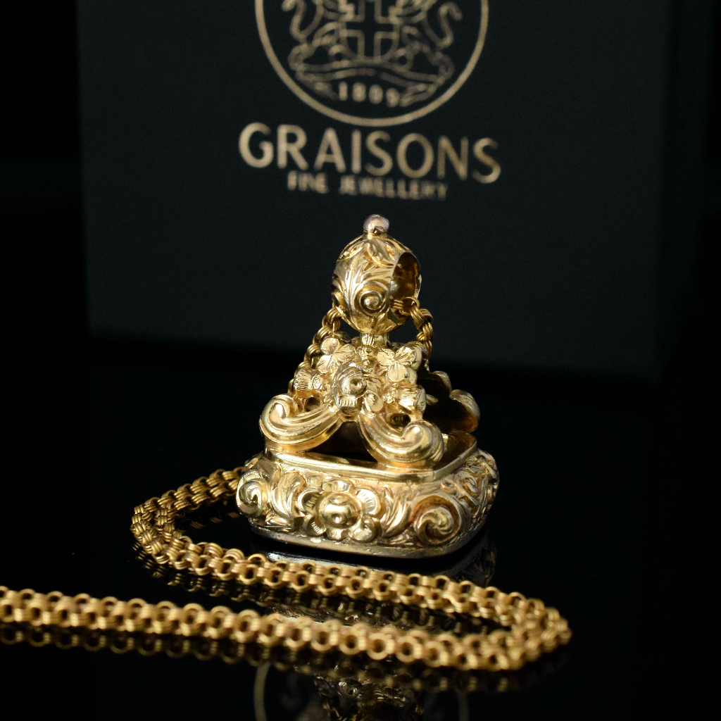 Antique Georgian Gold Cased Bloodstone Fob Seal Circa 1830