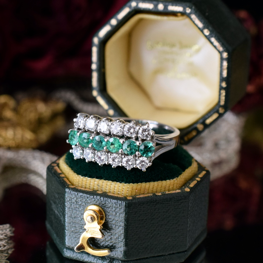 Modern 18ct White Gold Emerald And Diamond Ring Independent Valuation Included In Purchase For $4,500 AUD