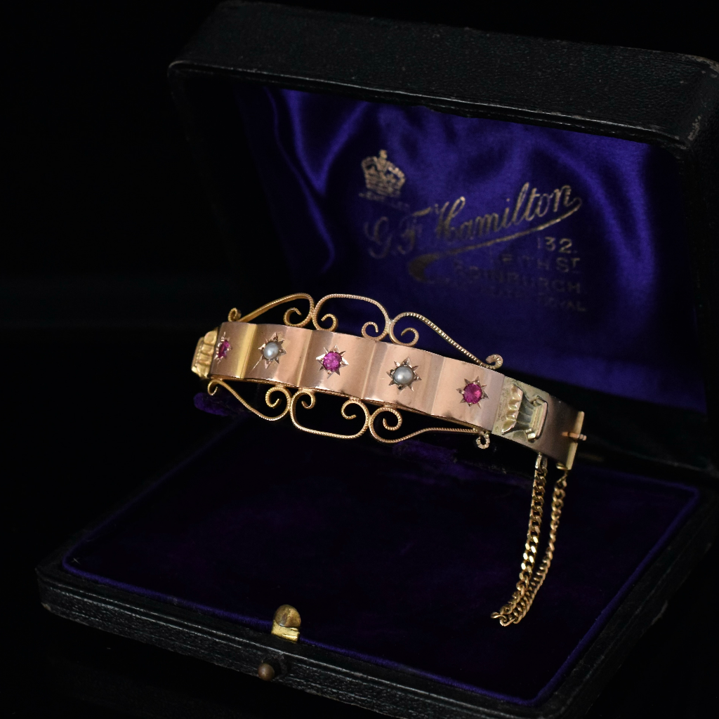 Antique Australian 9ct Rose Gold Bangle By Aronson & Co Circa 1910