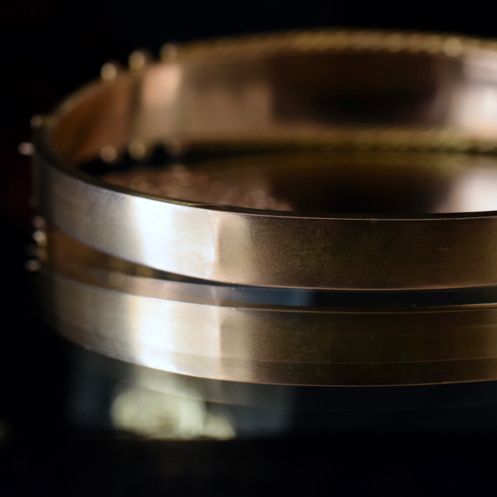 Antique Australian 9ct Rose Gold Garnet-Topped Doublet Bangle By Robert Rollason - 1888-1925