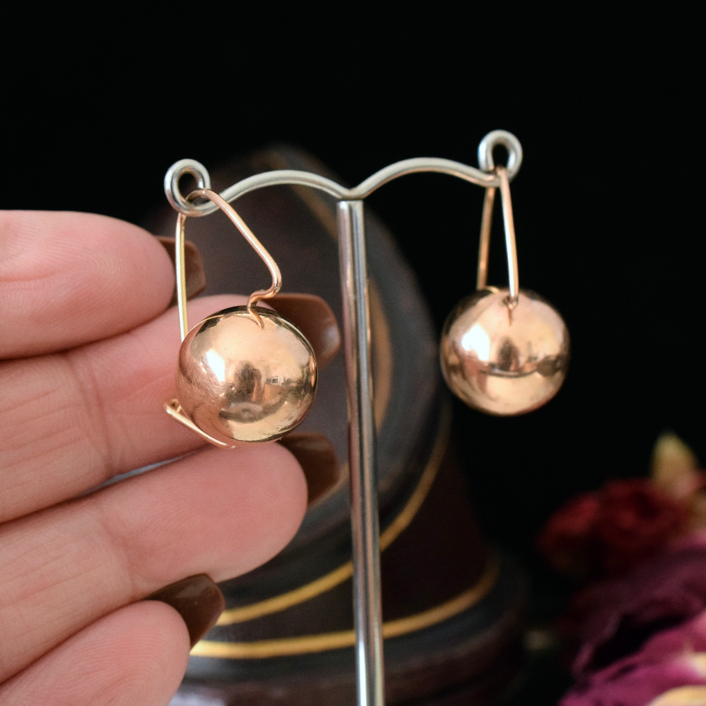 Modern 9ct Rose Gold 1.4cm Round ‘Euro Ball’ Earrings