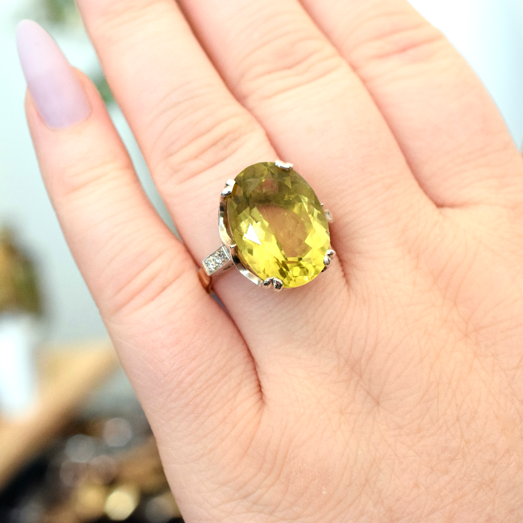 Modern 9ct Rose And White Gold Prasiolite And Diamond Ring Independent Insurance Valuation Included For $5,000 AUD