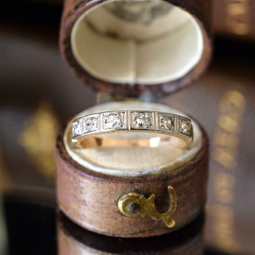 Vintage Art Deco 18ct Yellow Gold And Diamond Patterned Ring Circa 1935-40