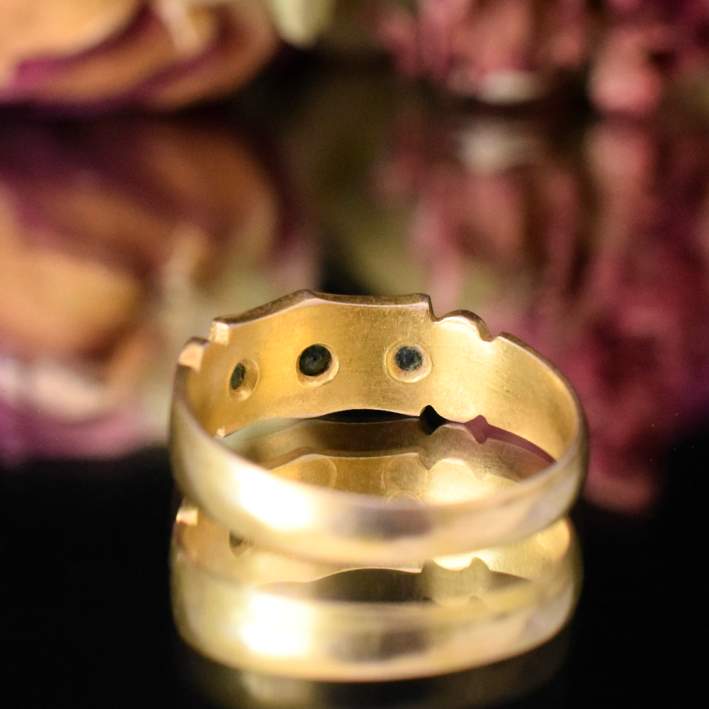 Antique Australian 15ct Gold Green Tourmaline And Pearl Ring By Willis And Sons Circa 1910