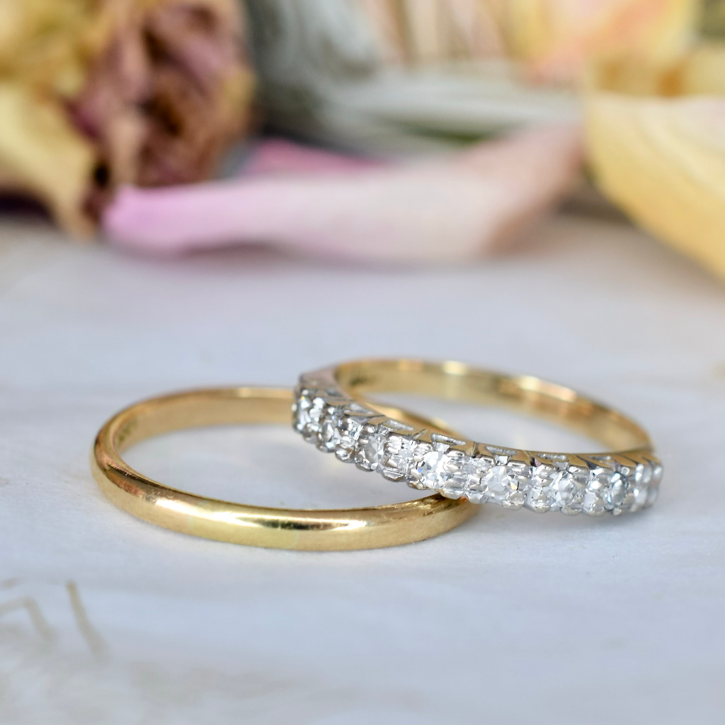 Vintage 18ct Yellow And White Gold Diamond Band Circa 1940’s