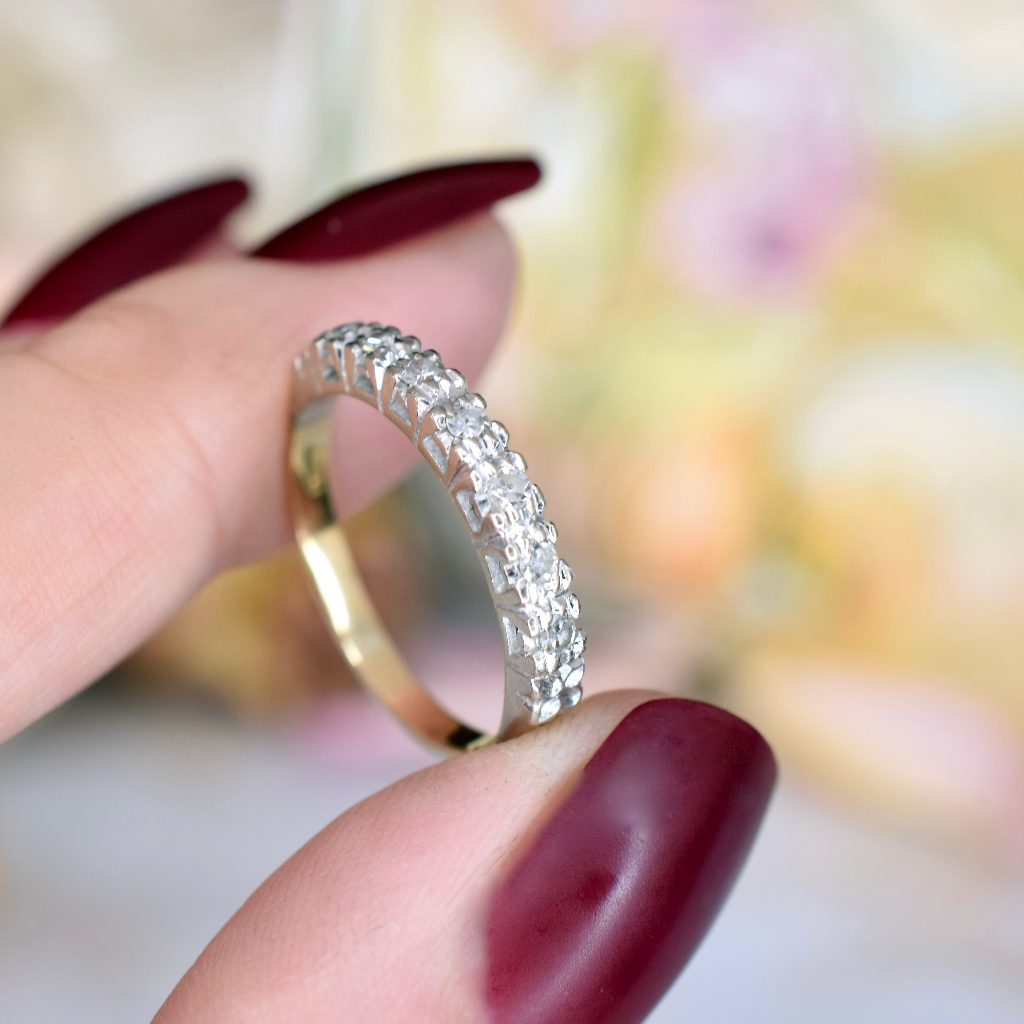 Vintage 18ct Yellow And White Gold Diamond Band Circa 1940’s